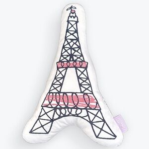 Nanette Lepore Eiffel Tower Soft Fuzzy Accent Pillow Black and Pink on White